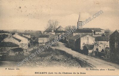 Carte postale ancienne Vu du Château de la Rose — Escamps (Lot)