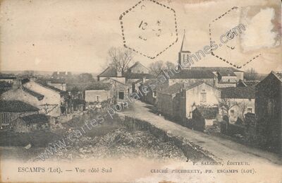 Carte postale ancienne Vue côté Sud — Escamps (Lot)