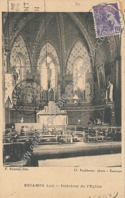 Carte postale ancienne Intérieur de l'Eglise — Escamps (Lot)
