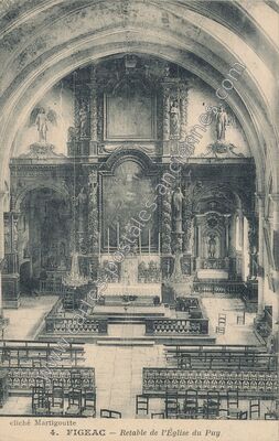 Carte postale ancienne Retable de l'Église du Puy — Figeac (Lot)