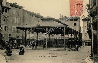 Carte postale ancienne Le Marché — Figeac (Lot)