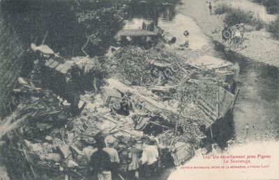 Carte postale ancienne Un déraillement près Figeac Le Sauvetage — Figeac (Lot)