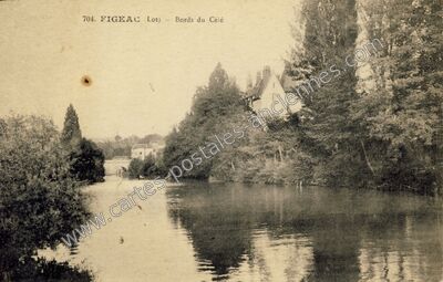 Carte postale ancienne Bords du Célé — Figeac (Lot)