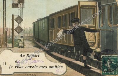 Carte postale ancienne Au Départ — Figeac (Lot)