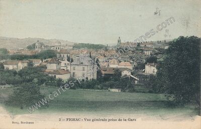 Carte postale ancienne Vue générale prise de la Gare — Figeac (Lot)