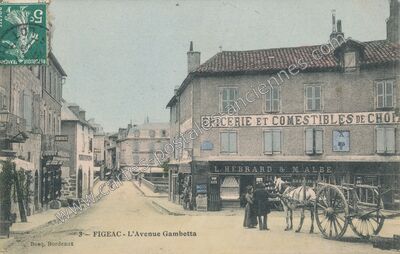 Carte postale ancienne L'Avenue Gambetta — Figeac (Lot)