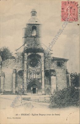Carte postale ancienne Eglise Dupuy (vue de face) — Figeac (Lot)