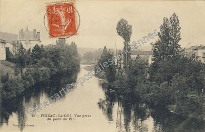 Carte postale ancienne Le Célé, Vue prise du pont du Pin — Figeac (Lot)