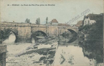 Carte postale ancienne Le Pont du Pin (Vue prise du Moulin) — Figeac (Lot)