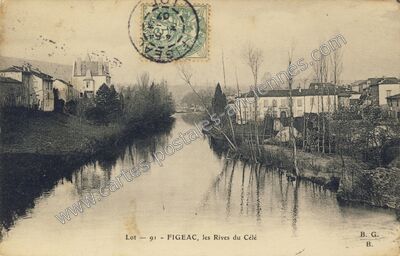Carte postale ancienne Les Rives du Célé — Figeac (Lot)