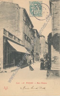 Carte postale ancienne Rue d'Aujou — Figeac (Lot)