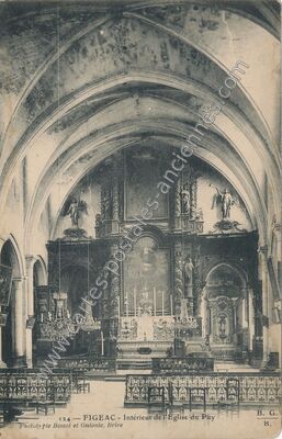 Carte postale ancienne Intérieur de l'Eglise du Puy — Figeac (Lot)
