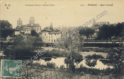 Carte postale ancienne Quai Colomb — Figeac (Lot)