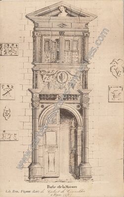 Carte postale ancienne Porte de la Maison de Galet de Genthac — Figeac (Lot)