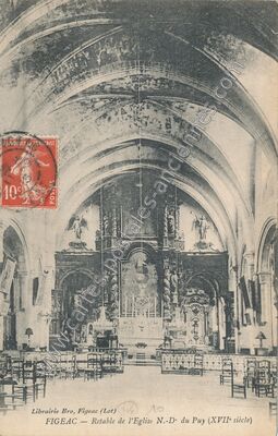 Carte postale ancienne Retable de l'Eglise N.-D du Puy (XVIIe siècle) — Figeac (Lot)