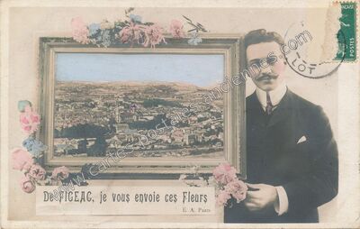 Carte postale ancienne Je vous envoie ces Fleurs — Figeac (Lot)