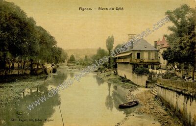 Carte postale ancienne Rives du Célé — Figeac (Lot)