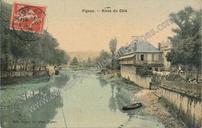 Carte postale ancienne Rives du Célé — Figeac (Lot)
