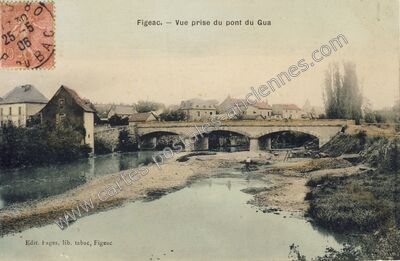 Carte postale ancienne Vue prise du pont du Gua — Figeac (Lot)