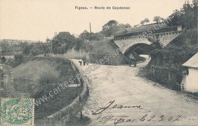 Carte postale ancienne Route de Capdenac — Figeac (Lot)