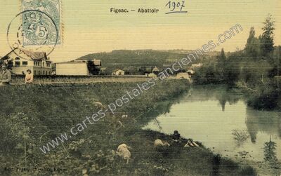 Carte postale ancienne Abattoir — Figeac (Lot)