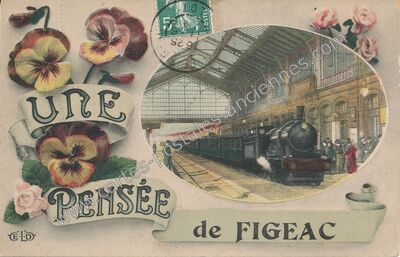 Carte postale ancienne Une pensée — Figeac (Lot)