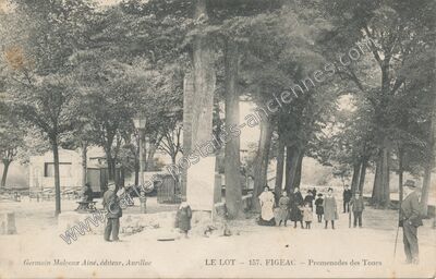 Carte postale ancienne Promenades des Tours — Figeac (Lot)