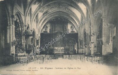 Carte postale ancienne Intérieur de l'Eglise du Puy — Figeac (Lot)