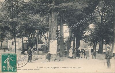 Carte postale ancienne Promenades des Tours — Figeac (Lot)