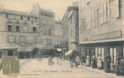 Carte postale ancienne Place Haute — Figeac (Lot)