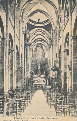 Carte postale ancienne Nef de Saint Sauveur — Figeac (Lot)
