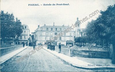 Carte postale ancienne Entrée du Pont-Neuf — Figeac (Lot)