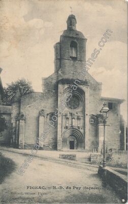 Carte postale ancienne N.-D. du Puy (façade) — Figeac (Lot)