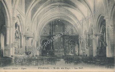 Carte postale ancienne N.-D. du Puy. - La Nef — Figeac (Lot)