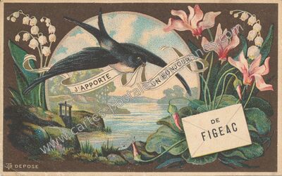 Carte postale ancienne J'apporte un bonjour — Figeac (Lot)