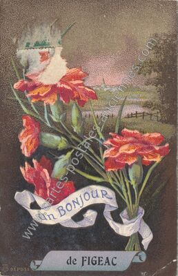 Carte postale ancienne Un BONJOUR — Figeac (Lot)