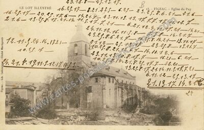Carte postale ancienne Eglise du Puy — Figeac (Lot)