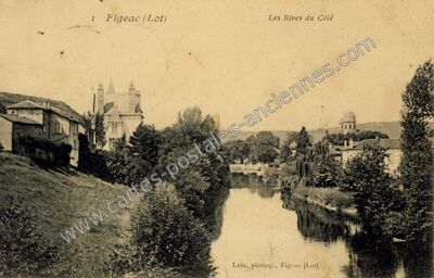 Carte postale ancienne Les Rives du Célé — Figeac (Lot)
