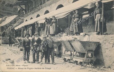 Carte postale ancienne Mines de Fèges - Ateliers de Triage — Figeac (Lot)