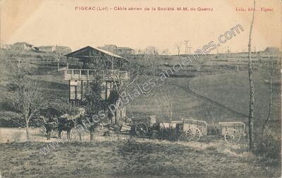 Carte postale ancienne Câble aérien de la Société M.M. du Quercy — Figeac (Lot)
