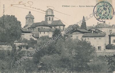 Carte postale ancienne Eglise Saint-Sauveur — Figeac (Lot)