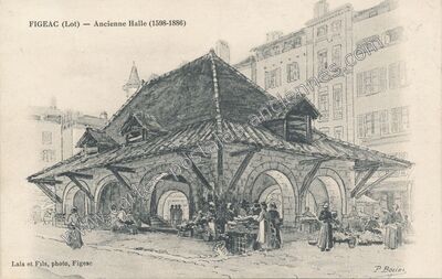 Carte postale ancienne Ancienne Halle — Figeac (Lot)