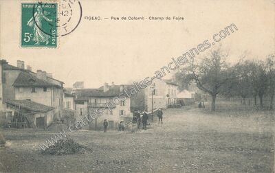 Carte postale ancienne Rue de Colomb - Champ de Foire — Figeac (Lot)