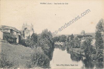 Carte postale ancienne Les bords du Célé — Figeac (Lot)