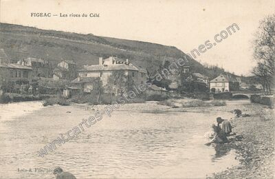 Carte postale ancienne Les rives du Célé — Figeac (Lot)