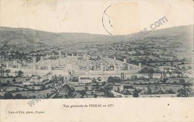 Carte postale ancienne Vue générale en 1371 — Figeac (Lot)