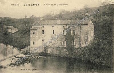 Carte postale ancienne Usine SATET — Noirs pour Fonderies — Figeac (Lot)