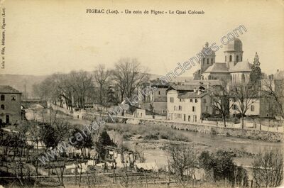 Carte postale ancienne Un coin de Figeac - Le Quai Colomb — Figeac (Lot)