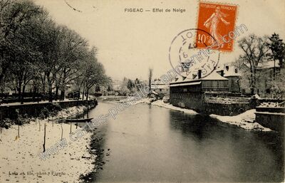 Carte postale ancienne Effet de Neige — Figeac (Lot)