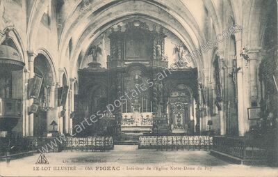 Carte postale ancienne Intérieur de l'Eglise Notre-Dame du Puy — Figeac (Lot)